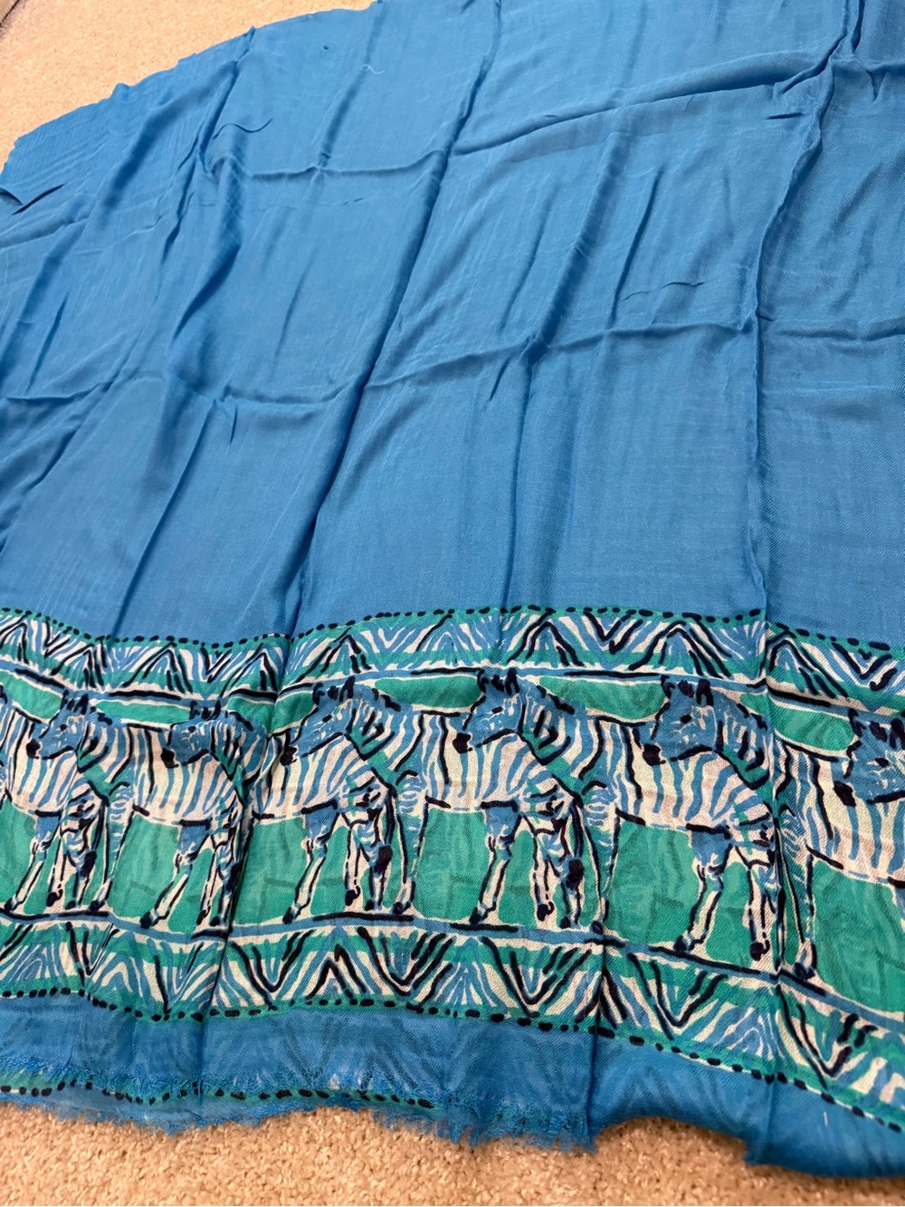 Lilly Pulitzer Women’s Large Blue Zebra Border Wrap NWOT